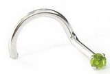 Painful Pleasures GNS069-screw-20g 20g 14kt White Gold 1.5mm CZ-Peridot Jewel Nose SCREW