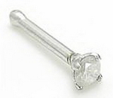 Painful Pleasures GNS083-bone-20g 20g - 2.5mm Real Diamond 14kt White Gold Nose Bone