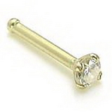 Painful Pleasures GNS085-bone-20g 20g - 3mm Real Diamond 14kt Yellow Gold Nose Bone