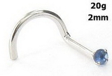 Painful Pleasures GNS101-screw-20g-2mm 20g 14kt White Gold 2.0mm Sapphire Jewel Nose Screw
