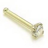Painful Pleasures GNS115-bone-18g 18g - 2mm Real Diamond 14kt Yellow Gold Nose Bone