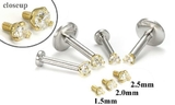 Painful Pleasures GNS131-yellow-cz 18g-16g Internally Threaded Replacement YELLOW GOLD PRONG CZ - Price Per 1