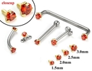 Painful Pleasures GNS132 14kt Yellow Gold Internally 1.2mm Threaded LT. RED Prong Set Stones - 4 Sizes - Price Per 1