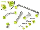Painful Pleasures GNS136-yellow-peridot 14kt Yellow Gold Internally 1.2mm Threaded Lt. Green Prong Set Stones - 4 Sizes - Price Per 1