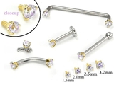 Painful Pleasures GNS137-yellow-lavender 14kt Yellow Gold Internally 1.2mm Threaded LAVENDER Prong Set Stones - 4 Sizes - Price Per 1