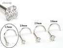 Painful Pleasures GNS139 14kt White Gold 1.5mm (SI) DIAMOND Jewel Nose Screw 20g