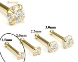 Painful Pleasures GNS140 14kt Yellow Gold 1.5mm (SI) DIAMOND Jewel Nose Bone 20g