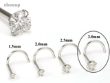 Painful Pleasures GNS151 14kt White Gold 3.0mm (SI) DIAMOND Jewel Nose Screw 20g