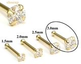 Painful Pleasures GNS152 14kt Yellow Gold 3.0mm (SI) DIAMOND Jewel Nose Bone 20g