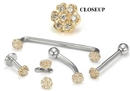 Painful Pleasures GNS154-gold-flower 14kt Yellow Gold Internally 1.2mm(14g) Threaded FLOWER - Price Per 1