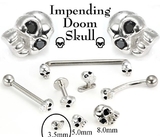 Painful Pleasures GNS159 .925 Sterling Silver Internally 1.2mm(14g) Threaded 3.5mm SKULL with BLACK Gem Eyes - Price Per 1