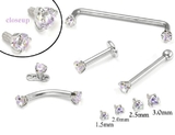 Painful Pleasures GNS172 14kt WHITE Gold Internally 1.2mm Threaded LAVENDER Prong Set Stones - 4 Sizes - Price Per 1