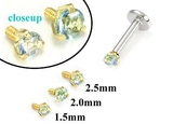 Painful Pleasures GNS174 18g-16g Internally Threaded Replacement YELLOW GOLD PRONG Lt. Blue - Price Per 1