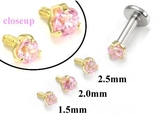Painful Pleasures GNS175 18g-16g Internally Threaded Replacement YELLOW GOLD PRONG Pink - Price Per 1