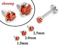 Painful Pleasures GNS179 18g-16g Internally Threaded Replacement WHITE GOLD PRONG Lt. Red - Price Per 1