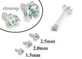 Painful Pleasures GNS180 18g-16g Internally Threaded Replacement WHITE GOLD PRONG Lt. Blue - Price Per 1