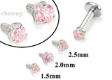 Painful Pleasures GNS181 18g-16g Internally Threaded Replacement WHITE GOLD PRONG Pink - Price Per 1