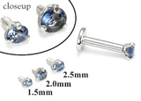 Painful Pleasures GNS182 18g-16g Internally Threaded Replacement WHITE GOLD PRONG Dk. Blue - Price Per 1