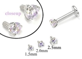 Painful Pleasures GNS184 18g-16g Internally Threaded Replacement WHITE GOLD PRONG Lavender - Price Per 1
