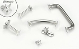 Painful Pleasures GNS191 14g Internally Threaded Replacement WHITE GOLD 3D STAR - Price Per 1