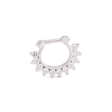 Painful Pleasures GNS233 16g Crystal Jeweled 14kt White Gold Septum Clicker Ring