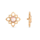 Painful Pleasures GNS249 18g-16g Internally Threaded Yellow Gold Cruciform Flower Top - White Opal Center - Price Per 1