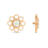 Painful Pleasures GNS250 18g-16g Internally Threaded Yellow Gold Wildflower Top - White Opal Center - Price Per 1