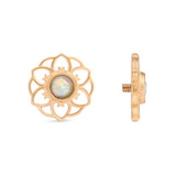 Painful Pleasures GNS254 14g-12g Internally Threaded Yellow Gold Hellebore Top - White Opal Center - Price Per 1