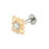 Painful Pleasures GNS255 14g-12g Internally Threaded Yellow Gold Cruciform Flower Top - White Opal Center - Price Per 1