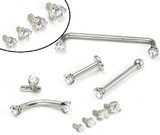 Painful Pleasures GNS263 14g-12g Internally Threaded White Gold Jewel Top - Price Per 1