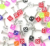 Painful Pleasures JL007-deal10 14g 5/16" Labret Studs with Dice - Price Per 10