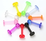 Painful Pleasures JL008 14g 5/16" Flexible Labret with 4mm UV Acrylic Ball