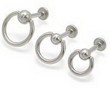 Painful Pleasures JL031 14g Lip Ring with Slave Captive Hoop - Labret Stud Body Jewelry