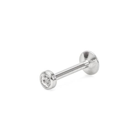 Painful Pleasures JL198 20g Internally Threaded Labret Post with Crystal Jewel Top - Price per 1
