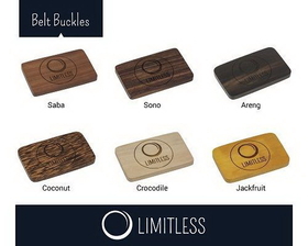 Limitless Limit-016-021 Large Engraved Wooden Belt Buckle - Choose from 6 Wood Types