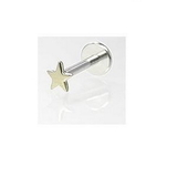 Painful Pleasures MAKE-JL108-16G-8MM-GNS025B 16g 5/16" Internally Threaded Labret with 14kt Yellow Gold Star