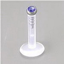 Painful Pleasures MAKE-JL139-8MM-JL138-DARKBLUE 16g Bioplastic Labret with 2.0mm Bioplastic Gem Ball