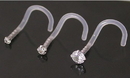 Painful Pleasures MAKE-SNS047-GNS218-2MM 18g Crystal Jeweled White Gold BioPlastic Nose Screw