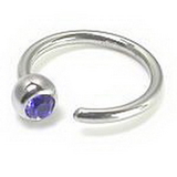 Painful Pleasures MAKE-UR232-13mm_RES154-6mm-DarkBlue 14g 1/2" Steel Ring with Screw on Dark Blue Gem Ball