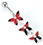 Painful Pleasures MN0009 14g 7/16&quot; Red Hot Triple Butterfly Dangling Belly Ring