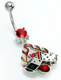 Painful Pleasures MN0052 14g 7/16" Flaming Red Lucky 7 Dice Belly Button Ring