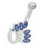 Painful Pleasures MN0097 14g 3/8" Six Jeweled Flower Petals Navel Ring