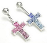 Painful Pleasures MN0724 14g 7/16" Jewel Explosion Cross Belly Button Ring