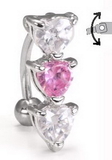 Painful Pleasures MN0823 14g 7/16" Triple Heart Hinged Belly Button Ring