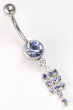 Painful Pleasures MN0837 14g 7/16" Single Jewel with Cluster Dangle Belly Button Ring