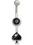 Painful Pleasures MN0860 14g 7/16&quot; Black Spade Charm Belly Button Ring