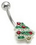 Painful Pleasures MN0998 14g 7/16&quot; Christmas Tree with Whie Base Belly Button Ring
