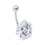 Painful Pleasures MN1008 14g 7/16&quot; Prong Set 13mm Crystal Gem Navel Jewelry