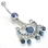 Painful Pleasures MN1057 14g 7/16&quot; Blue Intricate Drop Down Belly Jewelry