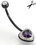 Painful Pleasures MN1067 Crystal and Purple Heart 14g Flexible BioPlast Crystal Explosion Belly Button Jewelry